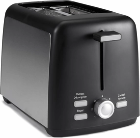 Amazon Basics 2 Slice Toaster, With 7 Browning Settings, Extra Wide Slots For Bagels and Special Breads, Removable Easy-to-Clean Crumb Trays, Cancel/Defrost/Bagel Buttons, 800W, Black & Silver