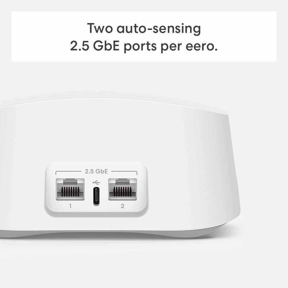 Amazon eero 7 with 1 month free eero Plus (auto-renews) - Supports internet plans up to 2.5 Gbps, Coverage up to 6,000 sq. ft., Connect 120  devices, 3-pack