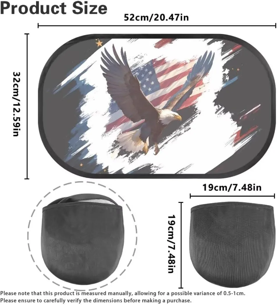 American Flag Eagle 2Pack Car Window Shades, Strong-Light Blocking & UV Protection Car Privacy Shades,Car Essential Interior Accessories for Baby,Napping Car Curtains (2Pcs)