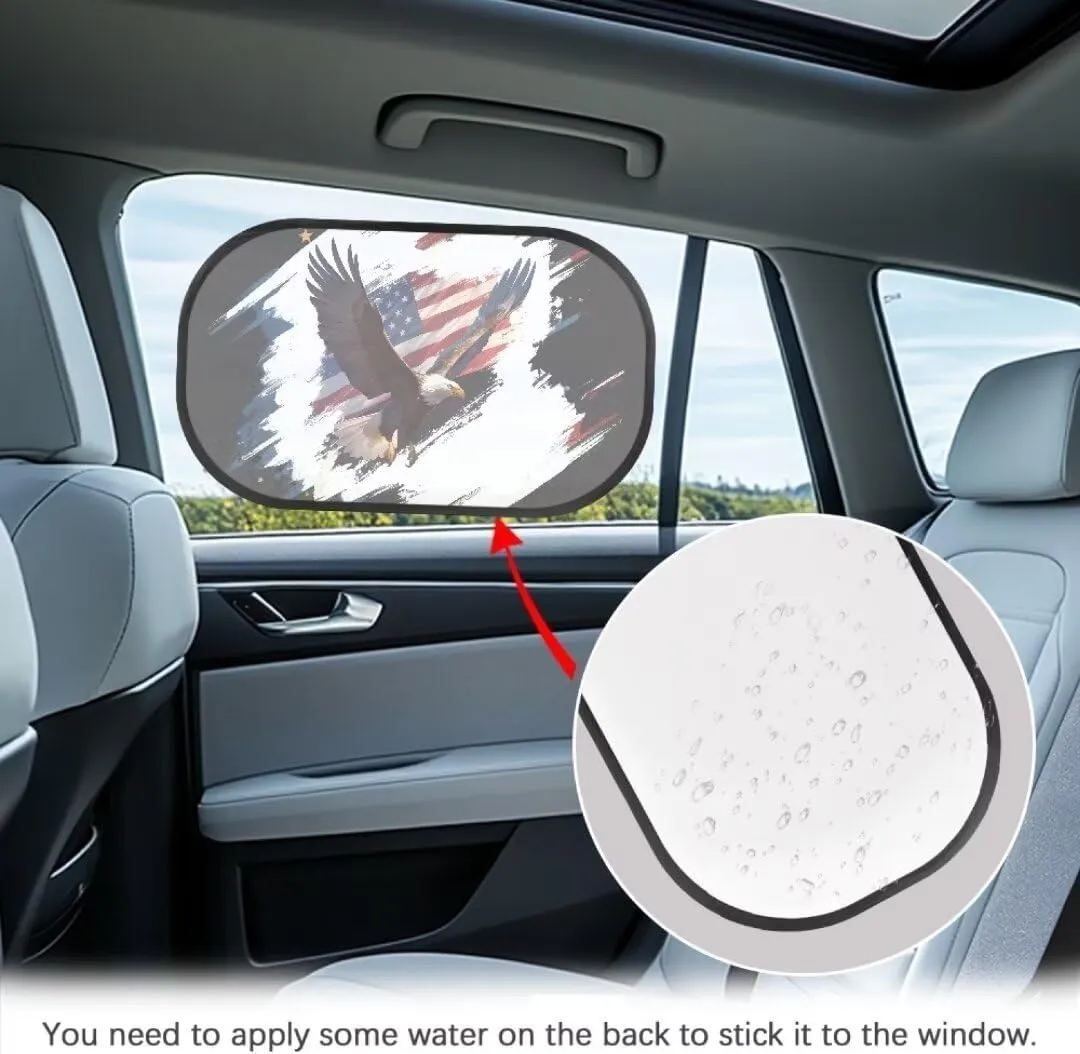 American Flag Eagle 2Pack Car Window Shades, Strong-Light Blocking & UV Protection Car Privacy Shades,Car Essential Interior Accessories for Baby,Napping Car Curtains (2Pcs)
