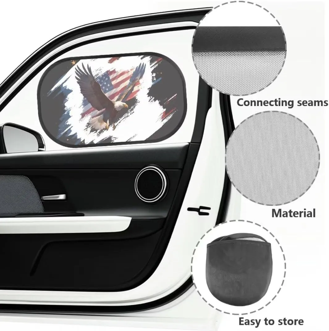 American Flag Eagle 2Pack Car Window Shades, Strong-Light Blocking & UV Protection Car Privacy Shades,Car Essential Interior Accessories for Baby,Napping Car Curtains (2Pcs)