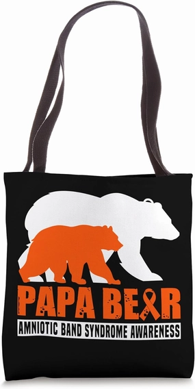 Amniotic Band Syndrome Awareness Papa Bear Orange Support Tote Bag