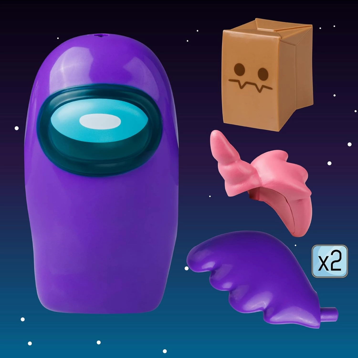Among Us Articulated Action Figure Purple Guardian Angel Ghost - 4.5 Inch Figure - Series 3 - Detachable Hands, Set of Hats - Perfect Collectible for Among Us Fans