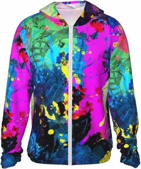 AMRANDOM Women's UPF 50  Sun Protection Hoodie Jacket Full Zip Long Sleeve Shirt with Pockets Hiking Outdoor Performance