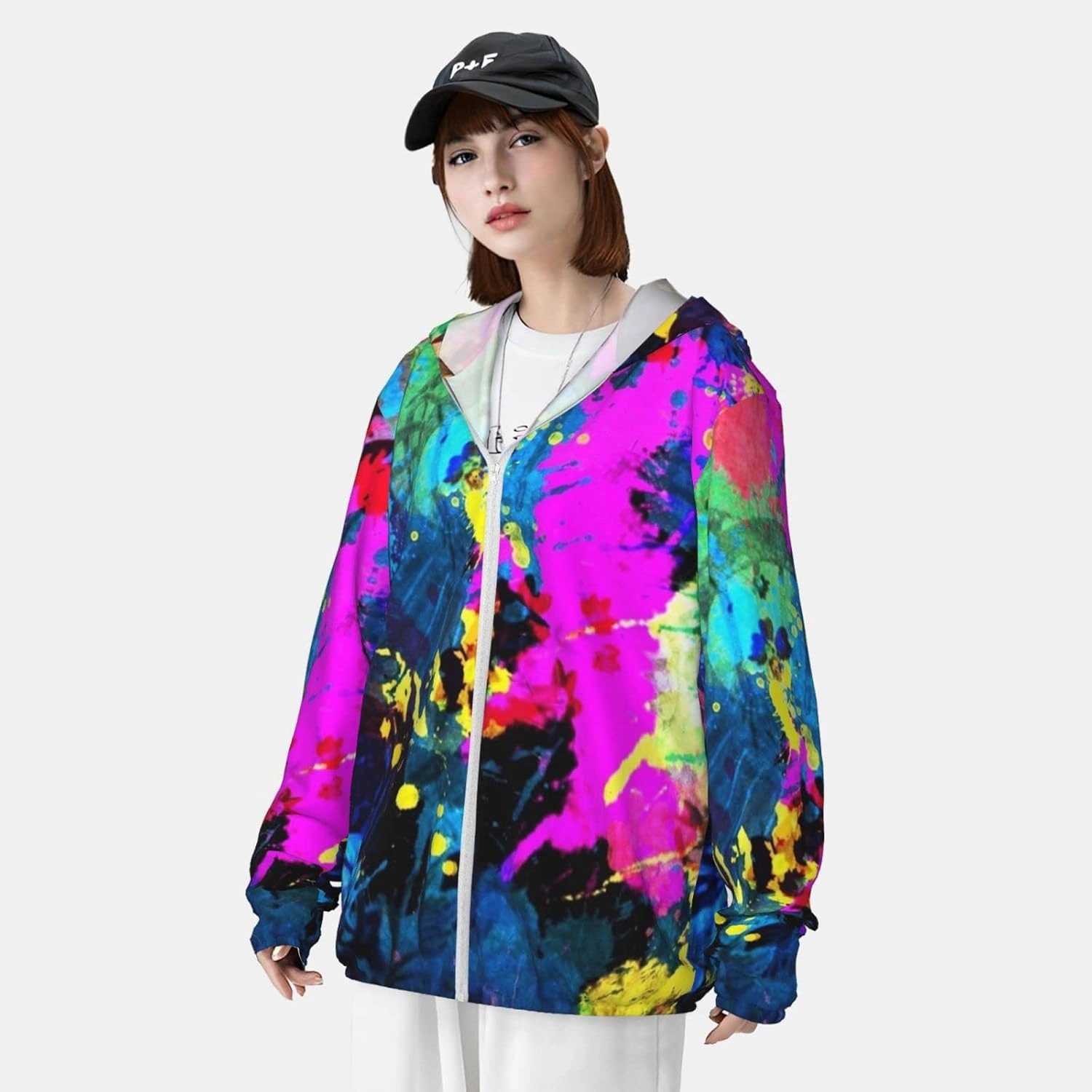 AMRANDOM Women's UPF 50  Sun Protection Hoodie Jacket Full Zip Long Sleeve Shirt with Pockets Hiking Outdoor Performance