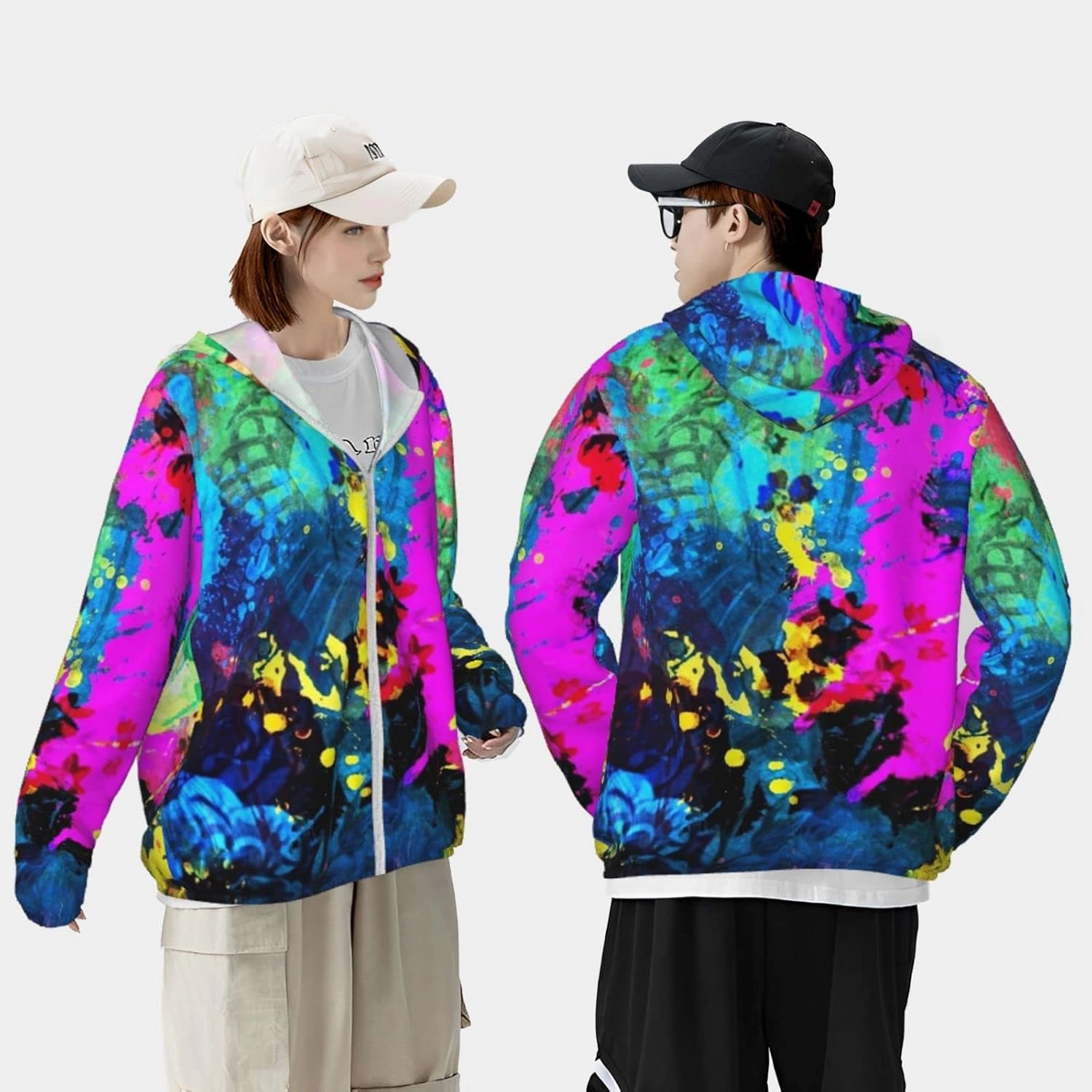 AMRANDOM Women's UPF 50  Sun Protection Hoodie Jacket Full Zip Long Sleeve Shirt with Pockets Hiking Outdoor Performance