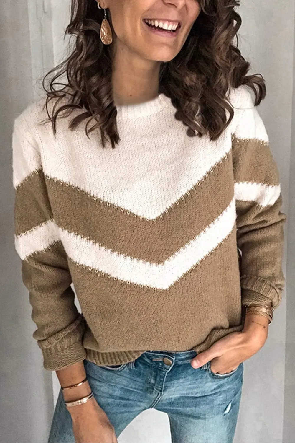 ANCAPELION Women’s Casual Sweater Pullover Winter Basic Sweatshirt Long Sleeve Cozy Knitted Jumper Tops Loose Fit