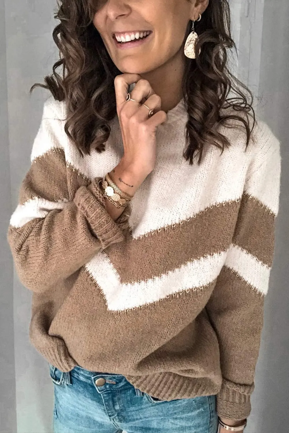 ANCAPELION Women’s Casual Sweater Pullover Winter Basic Sweatshirt Long Sleeve Cozy Knitted Jumper Tops Loose Fit