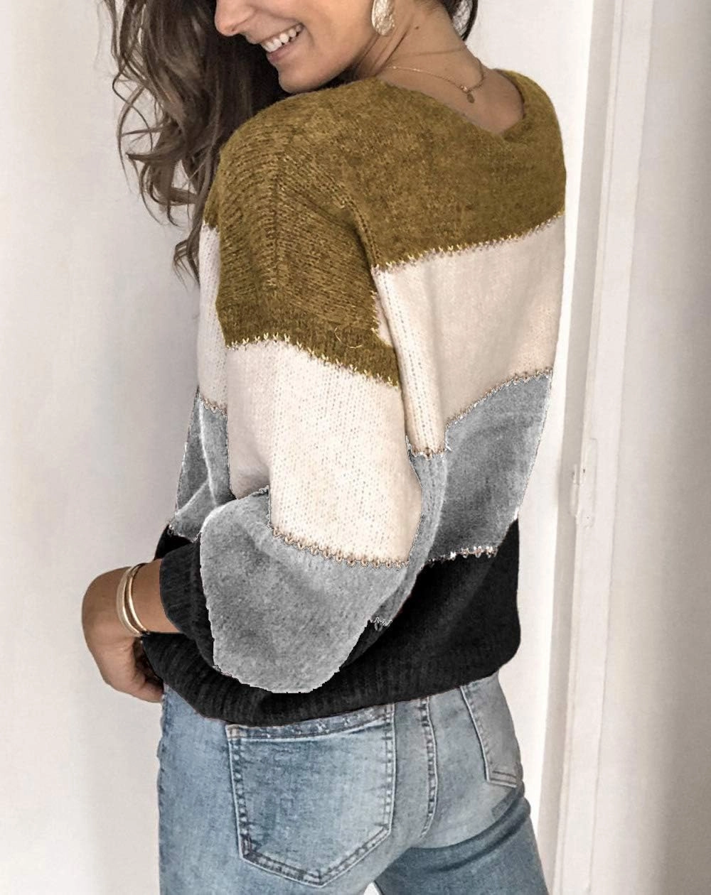 ANCAPELION Women’s Casual Sweater Pullover Winter Basic Sweatshirt Long Sleeve Cozy Knitted Jumper Tops Loose Fit