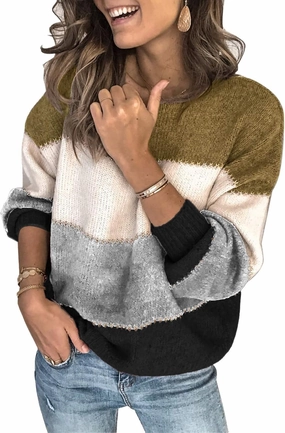 ANCAPELION Women’s Casual Sweater Pullover Winter Basic Sweatshirt Long Sleeve Cozy Knitted Jumper Tops Loose Fit