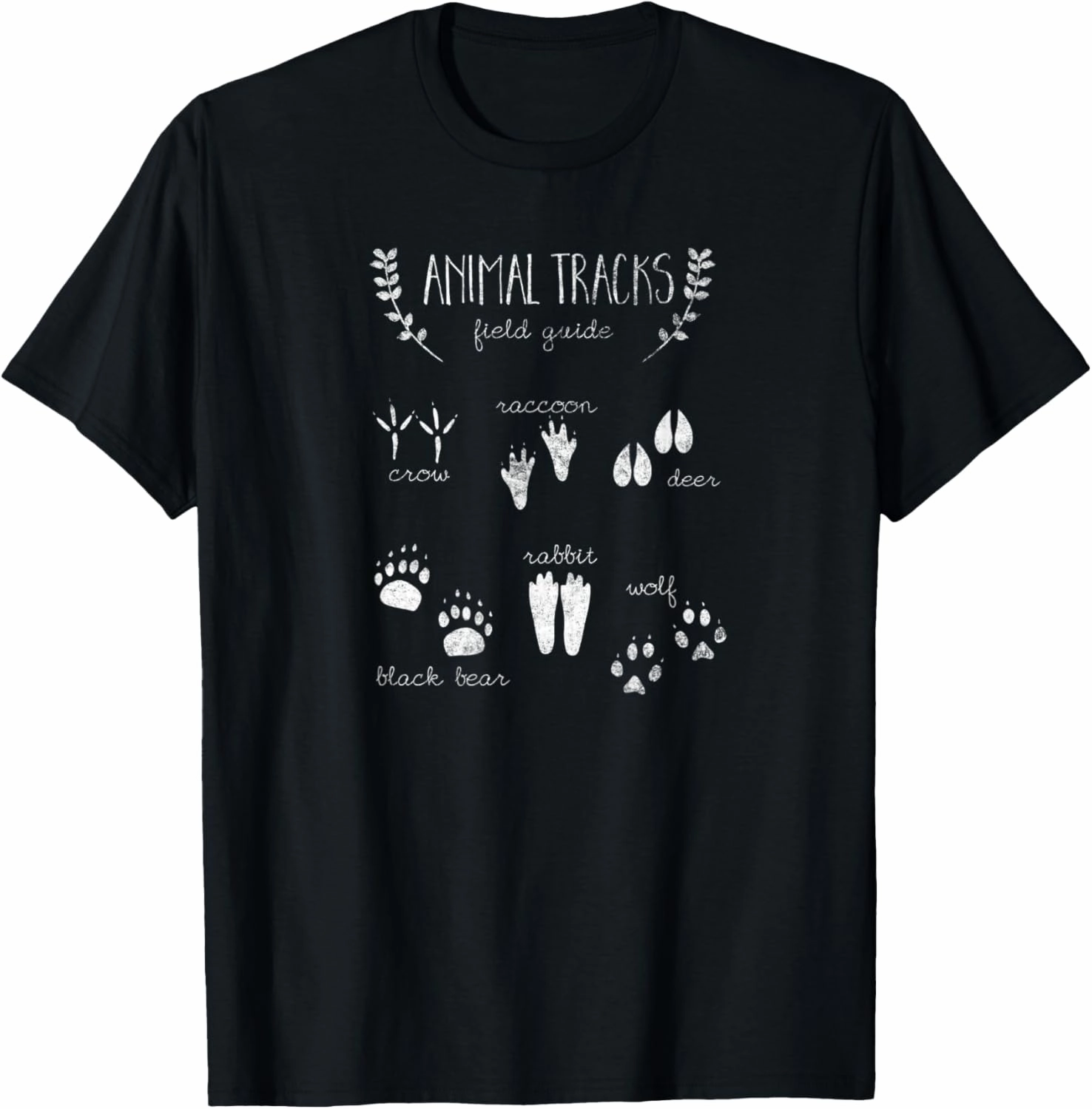 Animal Tracks Field Guide Cute Fun Animal Footprint Graphic T-Shirt