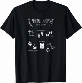 Animal Tracks Field Guide Cute Fun Animal Footprint Graphic T-Shirt