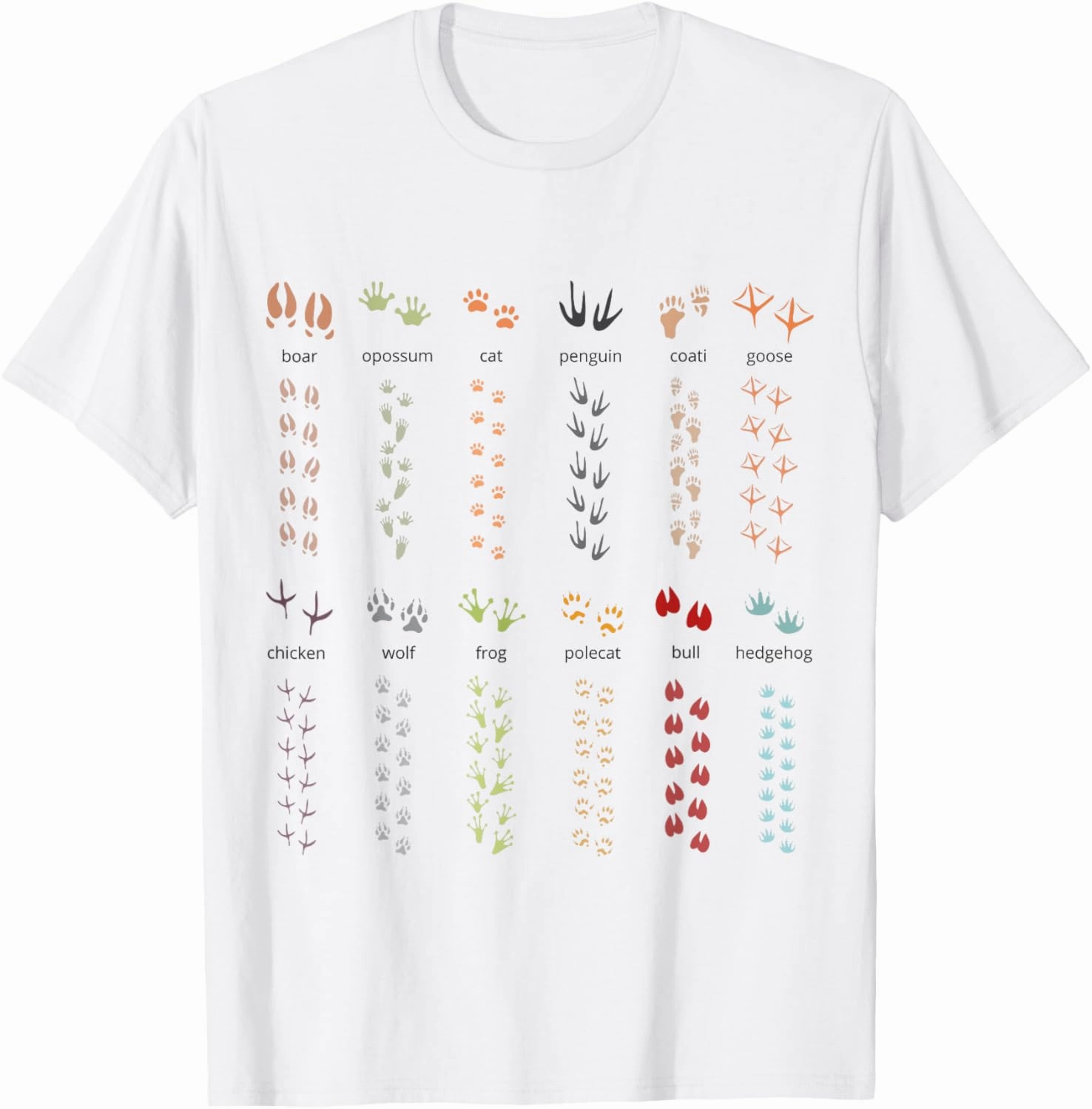 Animal Tracks Footprints Paws Nature Explorer Animals Lover T-Shirt