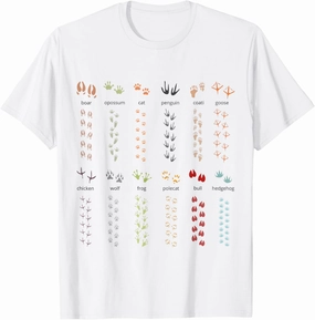 Animal Tracks Footprints Paws Nature Explorer Animals Lover T-Shirt