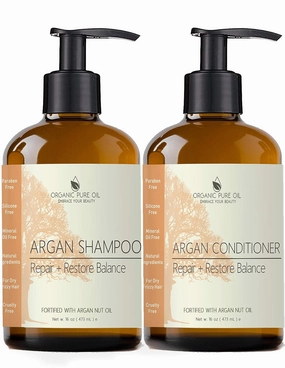 Argan Oil Shampoo and Conditioner Sulfate Free - For Men and Women - Color Treated Hair, All Natural - Sulfate Free - Curly or Frizzy Hair - Made with Moroccan Argan Oil and other Natural Ingredients