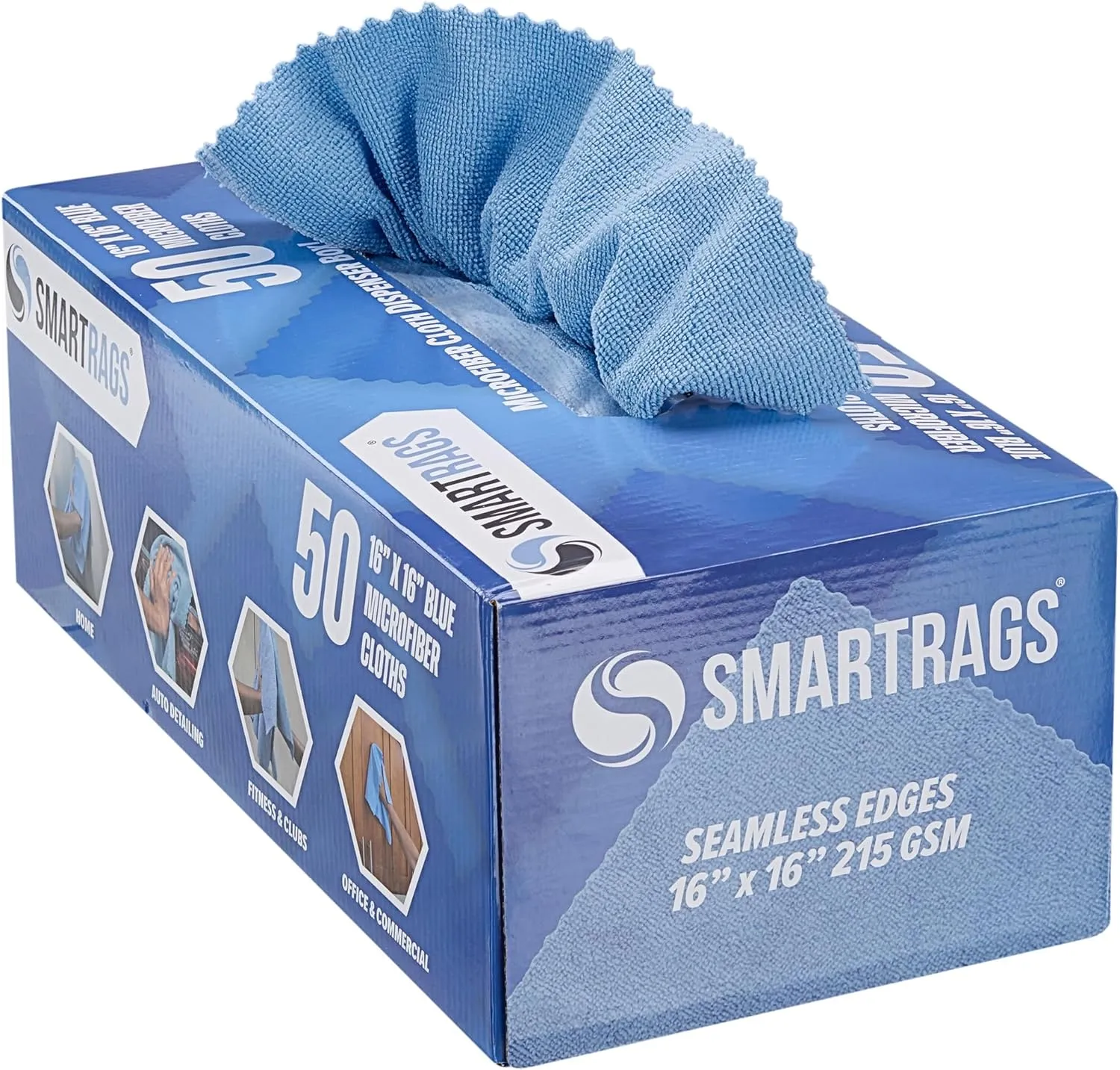 Arkwright Smart Rags in Box - (Pack of 50) Lint Free, Large Microfiber Cleaning Cloth, Scratch & Streak-Free, Dispensable Wash Towels for Cars, Kitchen, and Window Glass, Blue