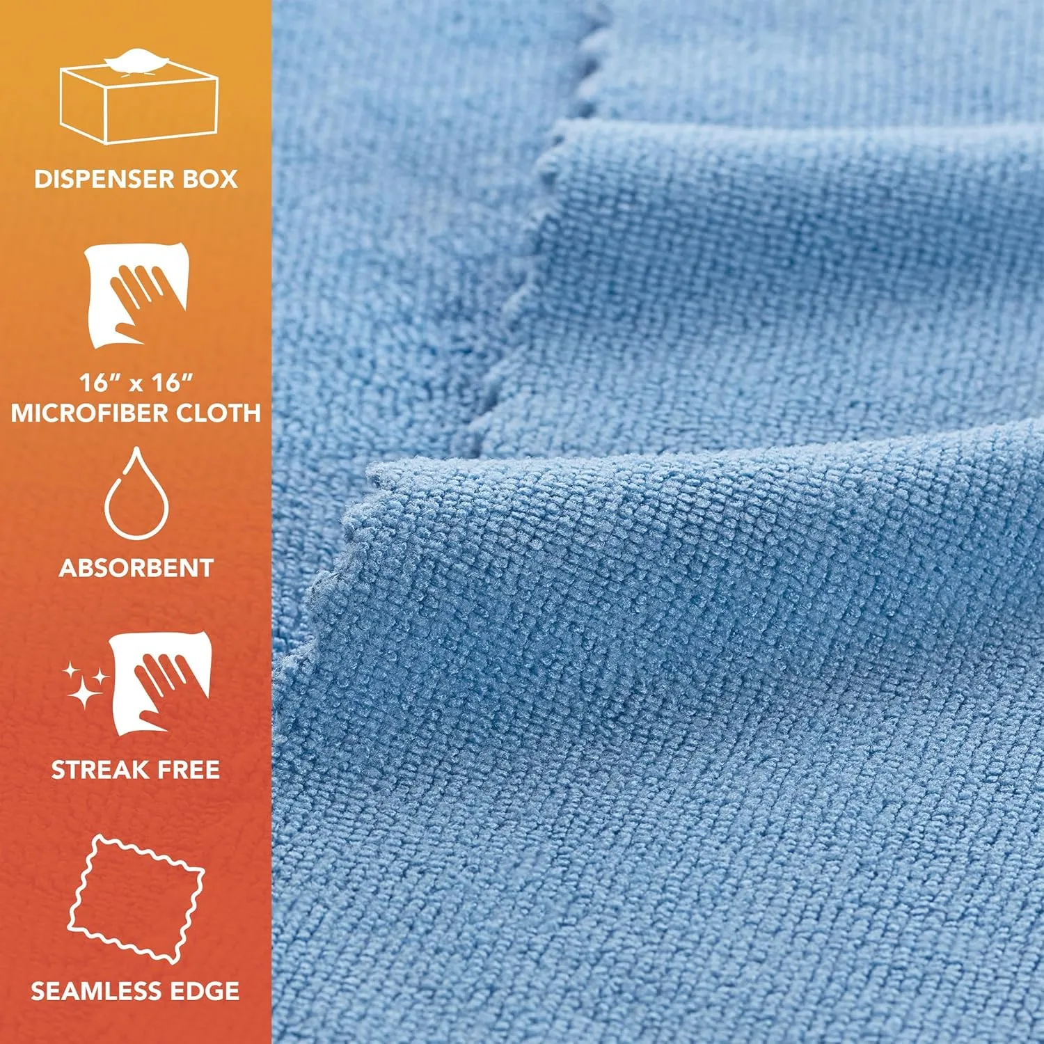Arkwright Smart Rags in Box - (Pack of 50) Lint Free, Large Microfiber Cleaning Cloth, Scratch & Streak-Free, Dispensable Wash Towels for Cars, Kitchen, and Window Glass, Blue