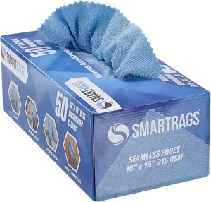 Arkwright Smart Rags in Box - (Pack of 50) Lint Free, Large Microfiber Cleaning Cloth, Scratch & Streak-Free, Dispensable Wash Towels for Cars, Kitchen, and Window Glass, Blue
