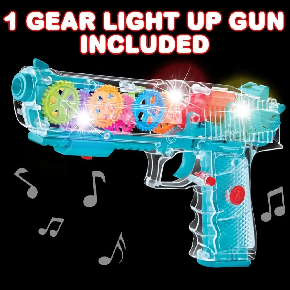 ArtCreativity Light Up Gear Toy Gun for Kids, Toy Guns for Boys with Moving Gears, LED Effects, and Music, Batteries Included, Interactive LED Toy Guns for Kids, Great Gift Idea Light Up Toys