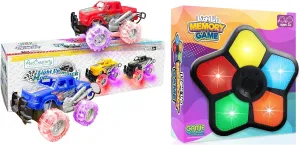 ArtCreativity Light Up Monster Trucks for Boys and Girls, Toy Truck Set of 2   Electronic Memory Game with Lights and Sounds, Handheld Memory Game for Kids, Mind-Sharpening Brain Games for Kids