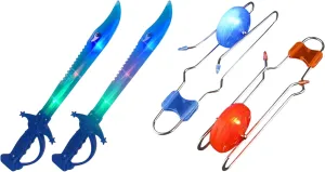 ArtCreativity Light Up Shark Sword for Kids (Set of 2) - 15 Inch Light Up Boy Toys with Flashing LED Lights & 2 Gyro Wheels Rail Twisters, Kids Classic Vintage Nostalgia Yoyo Sensory Toys