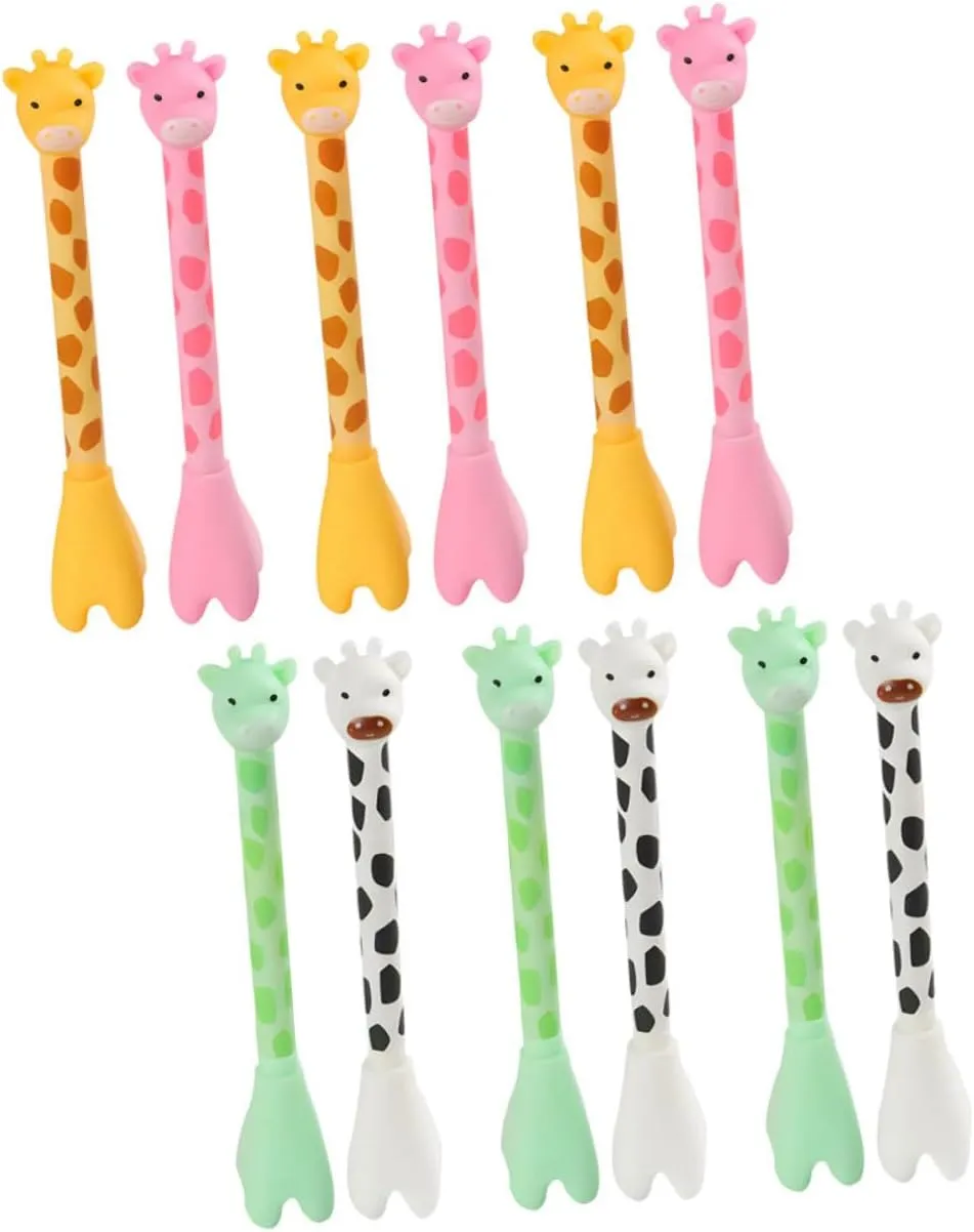ARTIBETTER 12pcs Giraffe Ballpoint Pen Shape Cute Figure Animal Cartoon Stationery Giraffe Pen Birthday Giraffe Wall Art Giraffe Fidget Novelty Giraffe Gel Pens Smooth Writing Pens