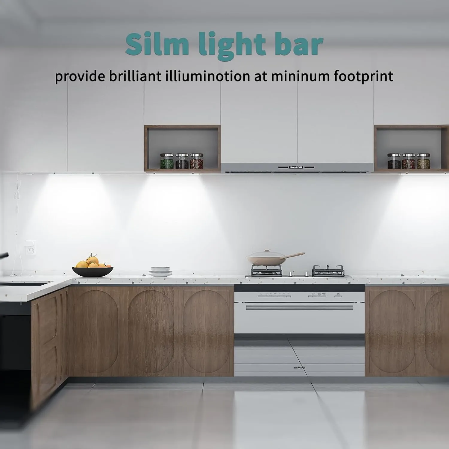 ASOKO Dimmable LED Under Cabinet Lighting Cold White 5000K, 3 Pack 12 inch Linkable Led Under Counter Lights for Kitchen, Shelf, Workbench, Cupboard Lighting, Upgrade UL Listed Plug 24V