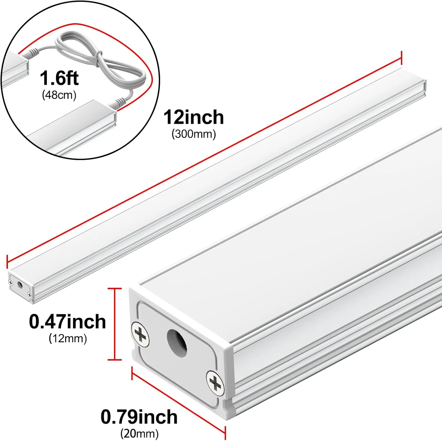 ASOKO Dimmable LED Under Cabinet Lighting Cold White 5000K, 3 Pack 12 inch Linkable Led Under Counter Lights for Kitchen, Shelf, Workbench, Cupboard Lighting, Upgrade UL Listed Plug 24V