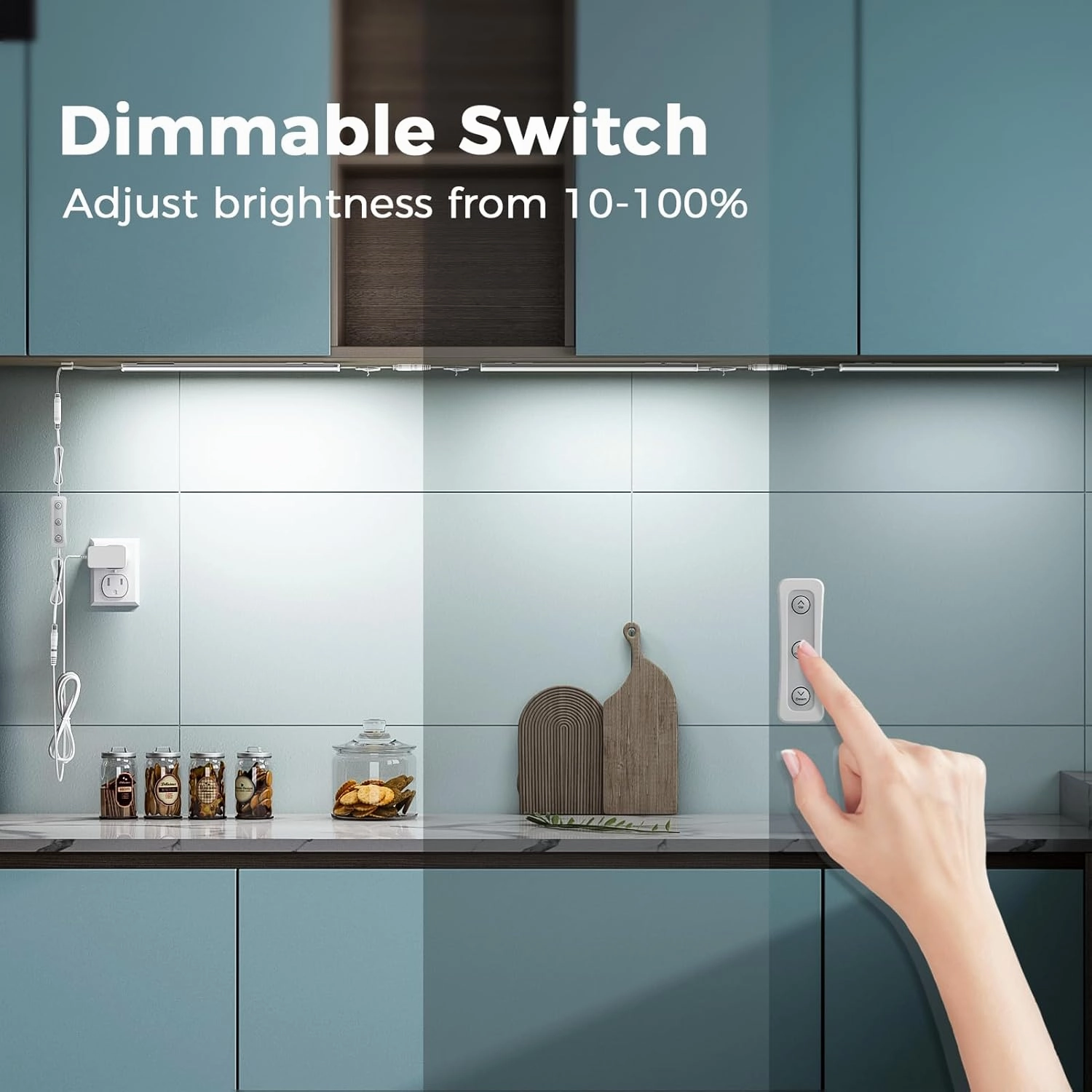 ASOKO Under Cabinet Led Light Plug in, Dimmable Daylight White 4000K, 3 Pack 12 inch Linkable Led Under Counter Lights 1500lm for Kitchen, Shelf, Workbench, Cupboard, Upgrade ETL Listed Plug 24V