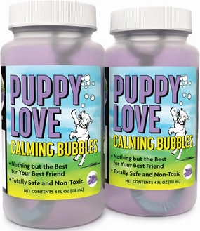 Atomic Bubbles: Puppy Love Calming Bubbles - Lavender Scented 2-Pack - 4oz Bottles, Dog Interactive Toy, Pet Safe, Non-Toxic, Indoor & Outdoor Play