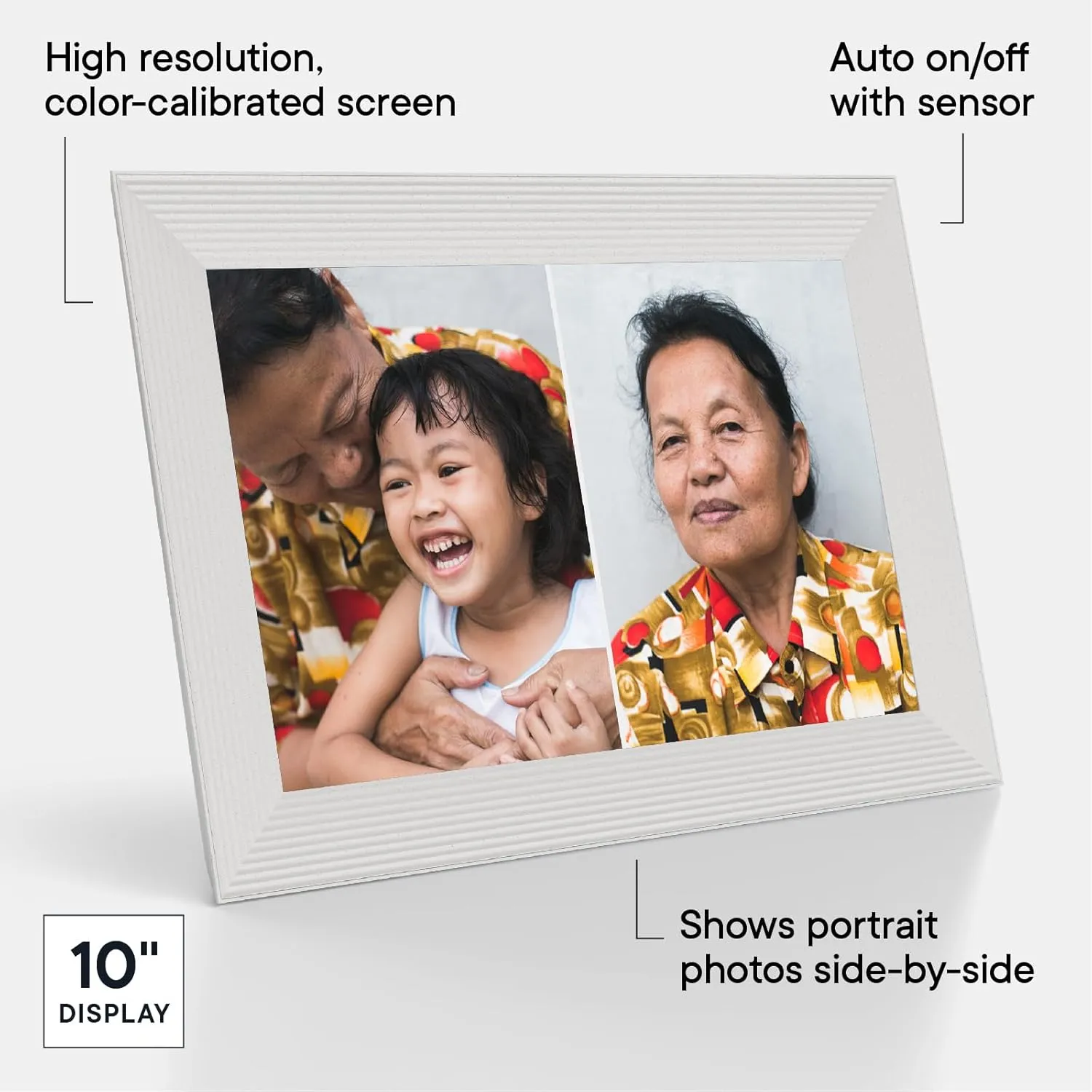 Aura Carver WiFi Digital Picture Frame | The Best Digital Frame for Gifting | Send Photos from Your Phone | Quick, Easy Setup in Aura App | Free Unlimited Storage | Sea Salt