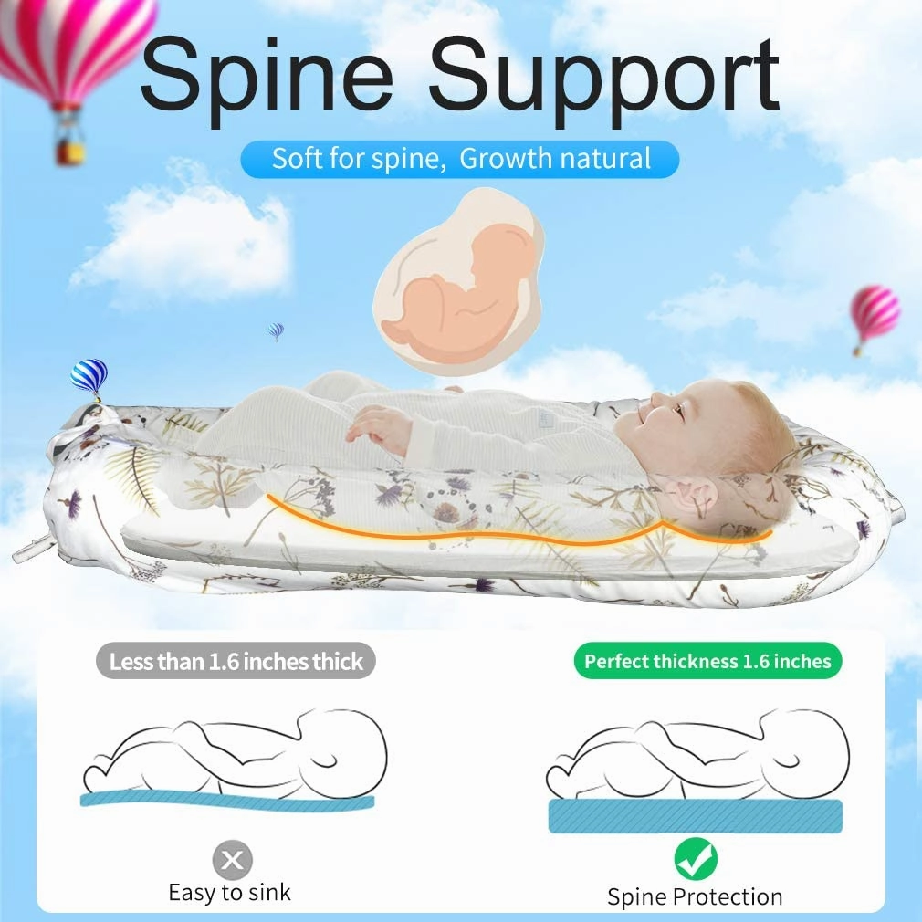 Baby Lounger, Ultra Breathable Soft Cotton Perfect for Tummy Time, Portable & Adjustable Infant Floor Seat for Traveling | Newborn Shower Gift(Forest)