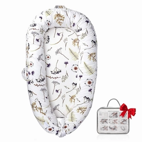Baby Lounger, Ultra Breathable Soft Cotton Perfect for Tummy Time, Portable & Adjustable Infant Floor Seat for Traveling | Newborn Shower Gift(Forest)