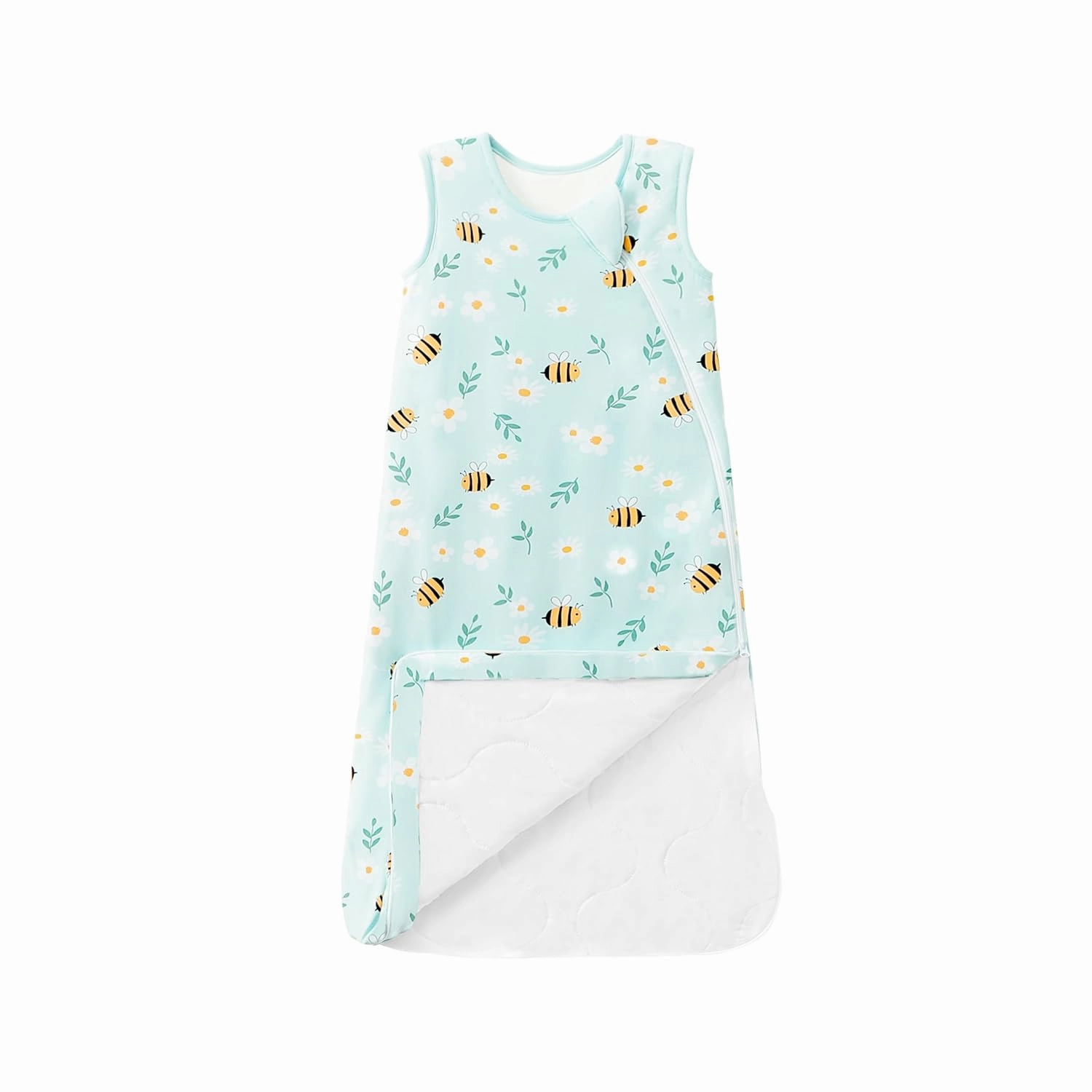 Baby Sleep Sack 18-36M 1.0 Tog 95% Rayon from Bamboo 5% Spandex Breathable Sleep Sacks Baby Quilted Wearable Blanket 2-Way Zipper Lightweight Little bee