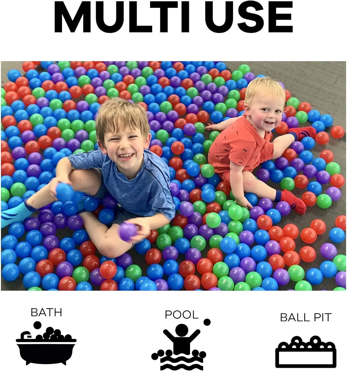 Ball Pit Balls - Phthalate and BPA Free - Crush Resistant Plastic Pit Balls - Kiddy Trampoline Balls for Ball Pit and Bounce House Ball
