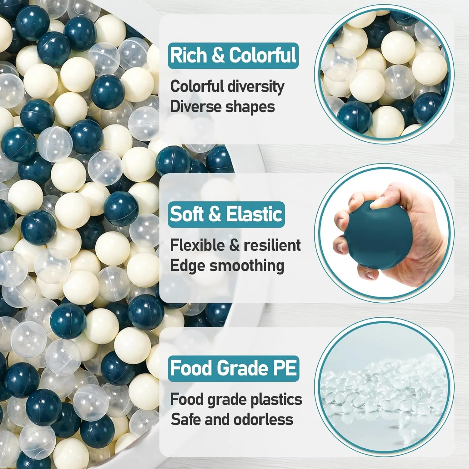 Ball Pit Balls, Safe Non-Toxic BPA-Free Crush-Proof Plastic Balls for Toddlers, Gift for Kids Birthday & Christmas, for Indoor Playpens, Party Decorations & Amusement Activities