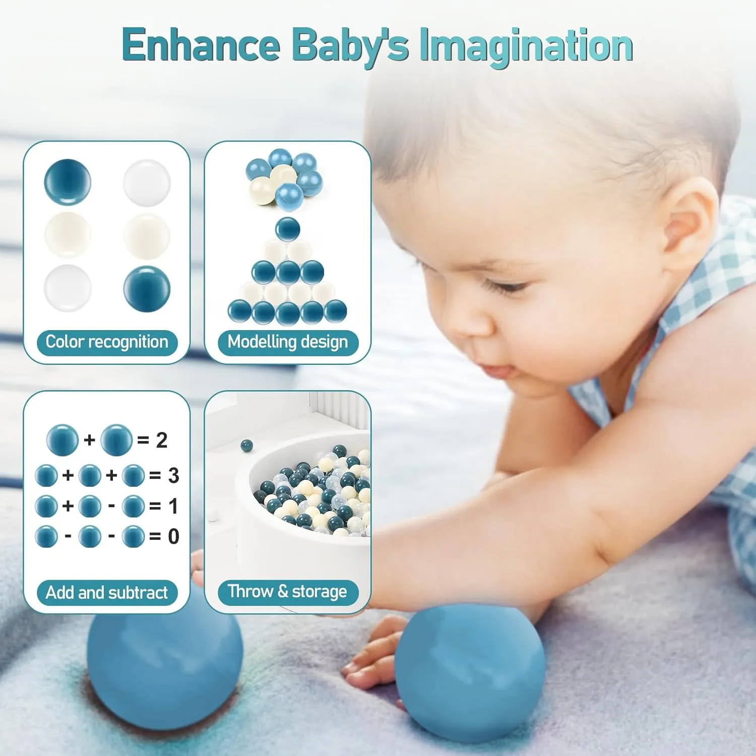 Ball Pit Balls, Safe Non-Toxic BPA-Free Crush-Proof Plastic Balls for Toddlers, Gift for Kids Birthday & Christmas, for Indoor Playpens, Party Decorations & Amusement Activities