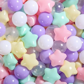 Ball Pit Balls Pack of 100 - Star and Round Set BPA Free Phthalate Free Non-Toxic Crush Proof Play Balls Soft Plastic Balls for Toddlers Baby Kids Birthday Pool Tent Party