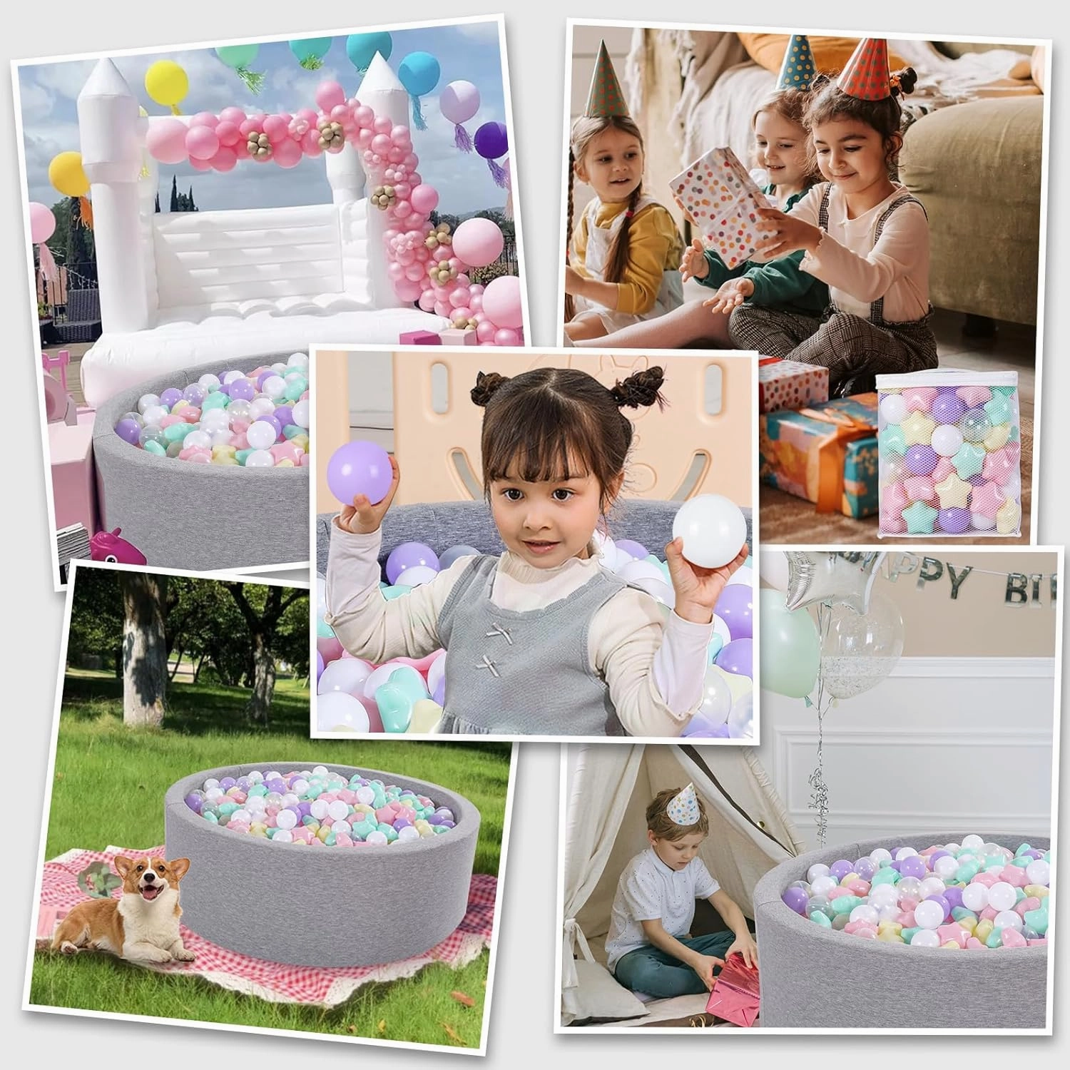 Ball Pit Balls Pack of 100 - Star and Round Set BPA Free Phthalate Free Non-Toxic Crush Proof Play Balls Soft Plastic Balls for Toddlers Baby Kids Birthday Pool Tent Party