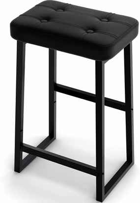 Bar Stool, Counter Height Bar stools,Modern Kitchen Island Chairs, Synthetic Leather with Stitching, 26 inches high, for Kitchen/Family Restaurant/Dining Room/Farmhouse, Black
