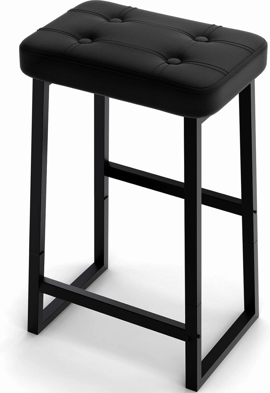Bar Stool, Counter Height Bar stools,Modern Kitchen Island Chairs, Synthetic Leather with Stitching, 26 inches high, for Kitchen/Family Restaurant/Dining Room/Farmhouse, Black