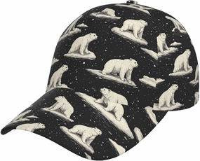 Baseball Cap Women Men- White North Pole Bear Black Print Adjustable for Baseball Hat Women & Men, Sporty Dad Hat