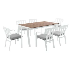 Baxley Outdoor Patio Aluminum Dining Set with 6 Stackable Armchairs by Modway