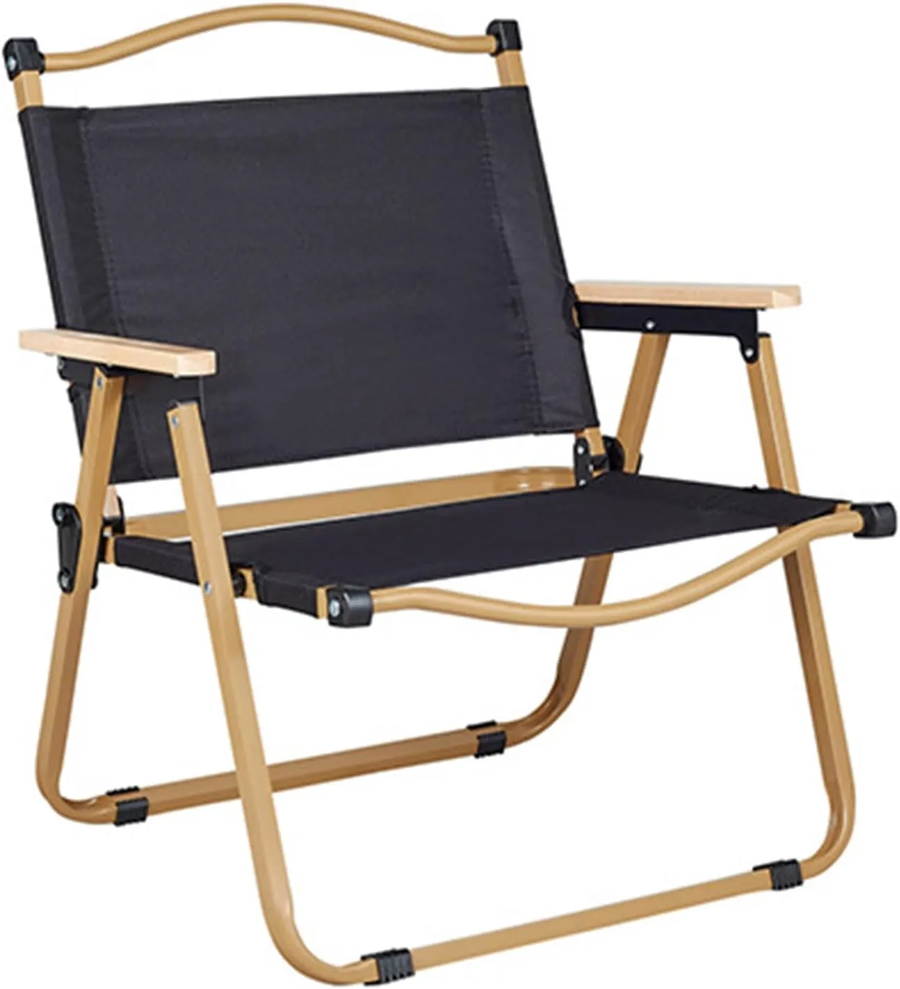 Beach Chair - Portable Reclining Lounger for Tanning - Camping Directors Chair - Heavy Duty Collapsible Chairs for Sports Garden Beach Fishing, 51x41x61cm, Black