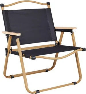 Beach Chair - Portable Reclining Lounger for Tanning - Camping Directors Chair - Heavy Duty Collapsible Chairs for Sports Garden Beach Fishing, 51x41x61cm, Black