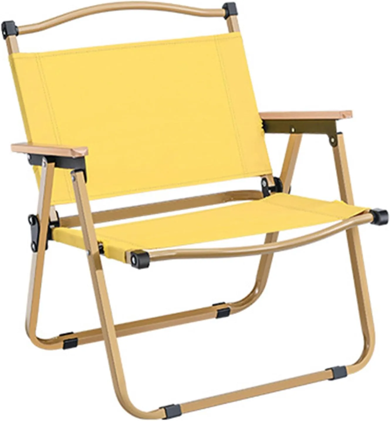 Beach Chair - Portable Reclining Lounger for Tanning - Camping Directors Chair - Heavy Duty Collapsible Chairs for Sports Garden Beach Fishing, 51x41x61cm, Yellow