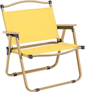 Beach Chair - Portable Reclining Lounger for Tanning - Camping Directors Chair - Heavy Duty Collapsible Chairs for Sports Garden Beach Fishing, 51x41x61cm, Yellow