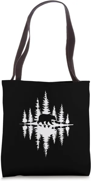 Bear Forest Reflection Nature Design Tote Bag