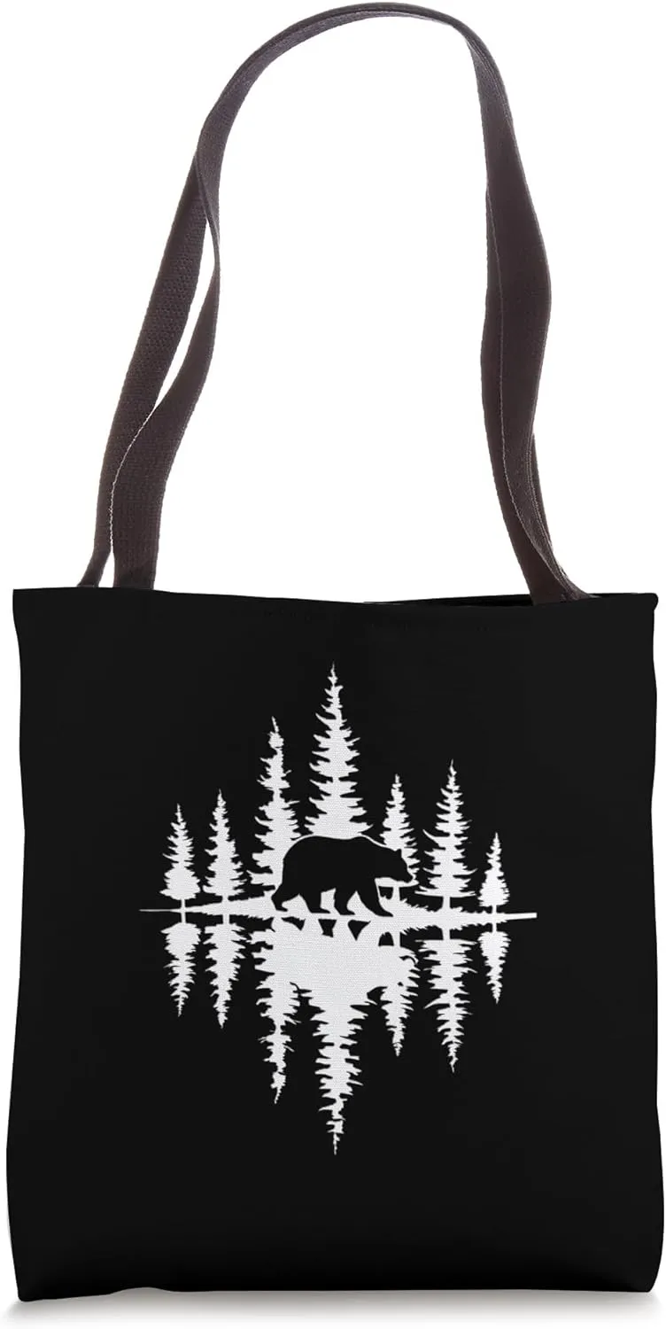 Bear Forest Reflection Nature Design Tote Bag