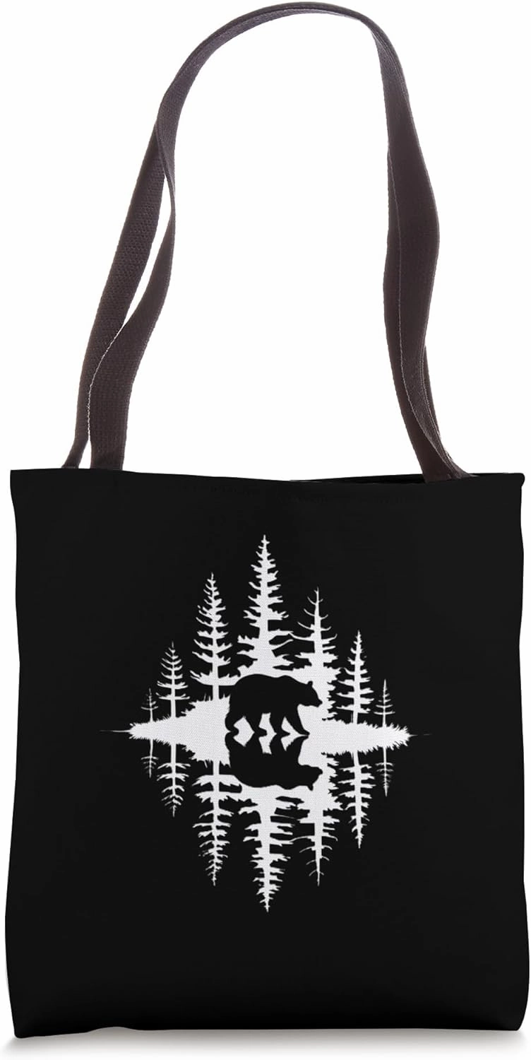 Bear Forest Reflection Nature Design Tote Bag